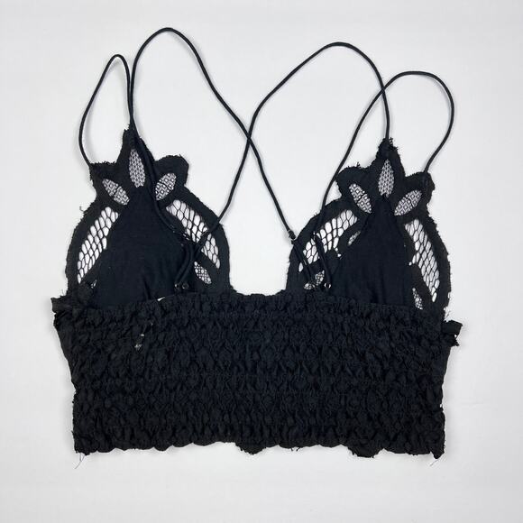 Free People Bralette Adelle Lace Black Witchy Whimsigoth Dark Coquette Romantic - Picture 3 of 5